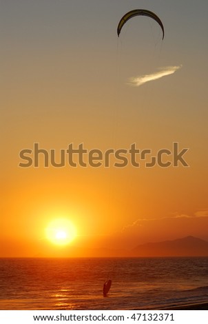 Kitesurfer in the evening light