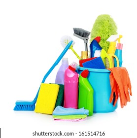 Kit For Cleaning On White Background