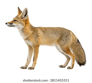 Kit Fox Kit Fox Standing Alert Slim Body Struct Isolated On White Background