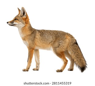 Kit Fox Kit Fox Standing Alert Slim Body Stru Isolated On White Background