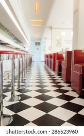 Kitchen In A American Diner Restaurant Blur