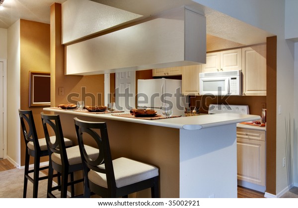 Kitchen Area Apartment High Barstyle Countertop Stock Photo Edit