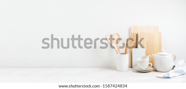 Download Kitchen Background Mockup Teapot Cups Rolling Stock Photo ...