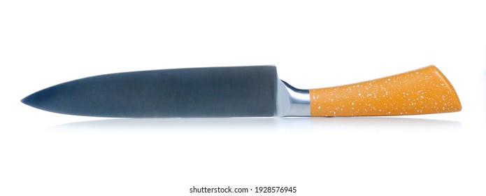 Kitchen brown knife on white background isolation