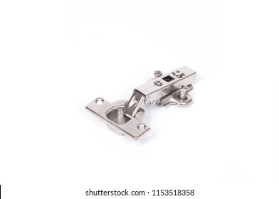 Kitchen Cabinet Door Hinge Isolated On White Background. Kitchen Furniture.