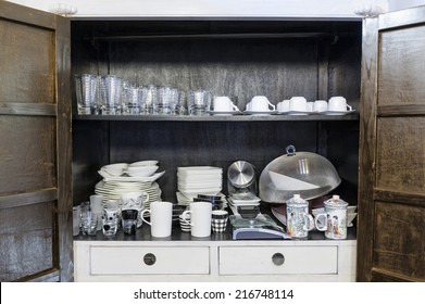 Kitchen Cabinet With Traditional Utensils And Tools