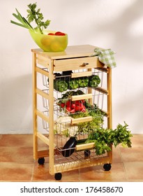 Kitchen Cart With Vegetables