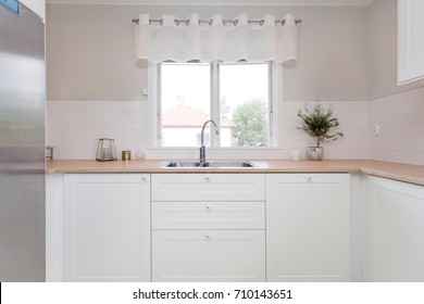 Kitchen Counter Top And Sink By The Window