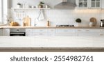 A kitchen with a countertop that is white and has a few items on it. The countertop is a focal point of the kitchen and is the main focus of the image