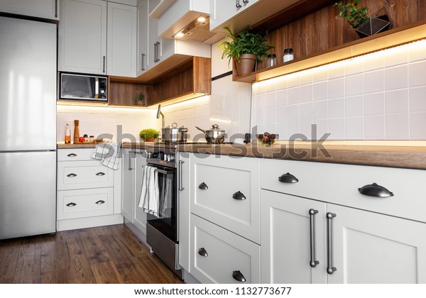 Kitchen Design Scandinavian Style Stylish Kitchen Stock