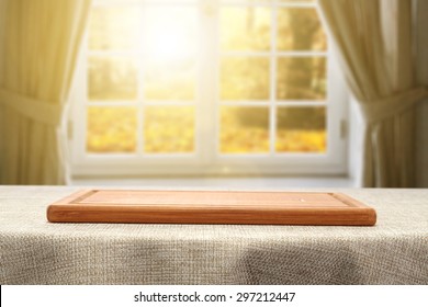 Kitchen Desk Of Wood Window And Sun Light 