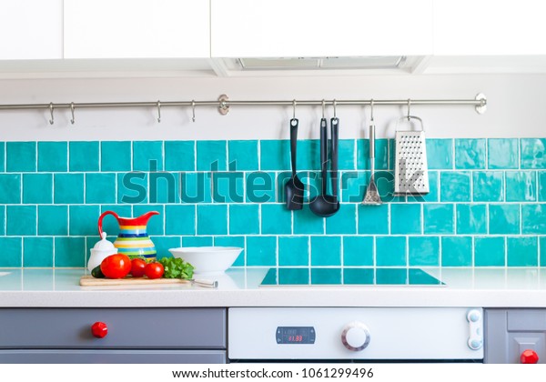Kitchen Features Dark Gray Flat Front Stock Photo Edit Now