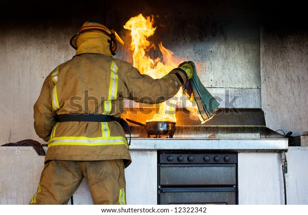 Kitchen Fire Being Put Out By Stock Photo Edit Now 12322342