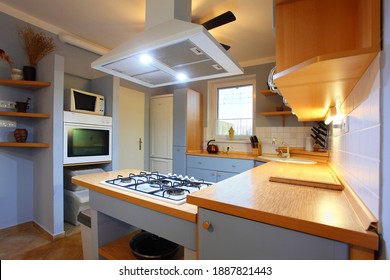 Kitchen Interior In Family House. Residential Architecture On Bohemian Countryside. Housing For The Middle Class.