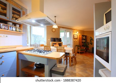 Kitchen Interior In Family House. Residential Architecture On Bohemian Countryside. Housing For The Middle Class.