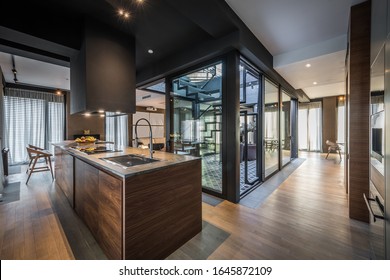 Kitchen interior in modern luxury penthouse apartment - Shutterstock ID 1645872109
