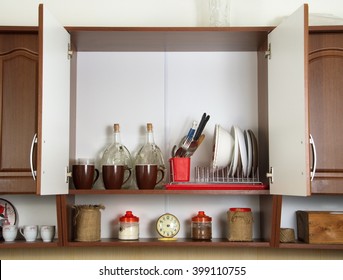 kitchen interior with open door