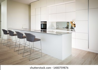 Kitchen Interior With Solid Surface Island