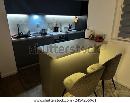 Kitchen interiour with nice shank chairs
