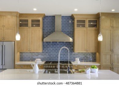 Kitchen Island With Subway Tile And Modern Touches 