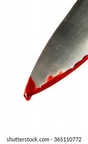 Kitchen Knife Dripping Blood On White