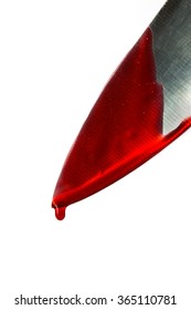 Kitchen Knife Dripping Blood On White