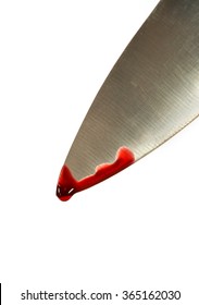 Kitchen Knife Dripping Blood On White