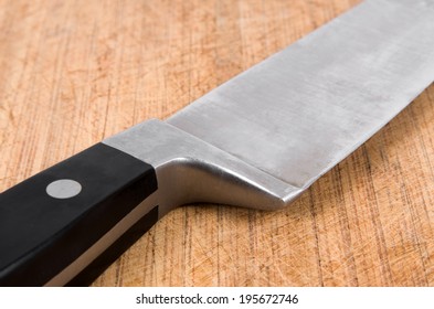 kitchen knife on the wooden board