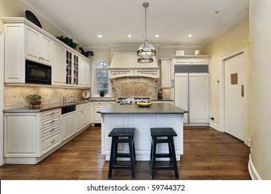 Kitchen in luxury home with decorative oven back splash - Shutterstock ID 59744372