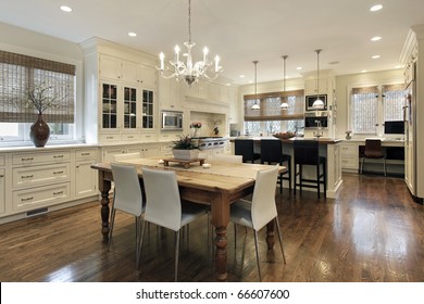 Kitchen In Luxury Home With White Cabinetry