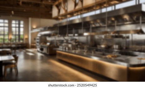 A chef’s kitchen with modern, industrial-style equipment, ready for gourmet food preparation in a restaurant setting. - Powered by Shutterstock