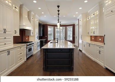 Kitchen In New Construction Home With Large Center Island