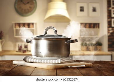 Kitchen Pot On Desk And Smoke 