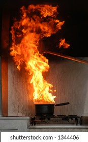 kitchen pot on fire