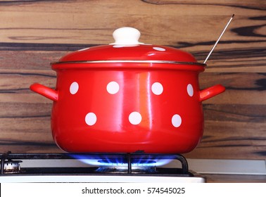 Kitchen Pot On The Gas Stove