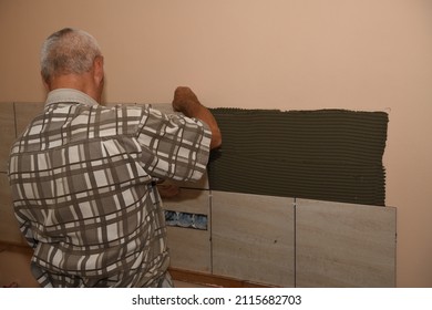 Kitchen Reconstruction And New Tiles As Wall Tiling