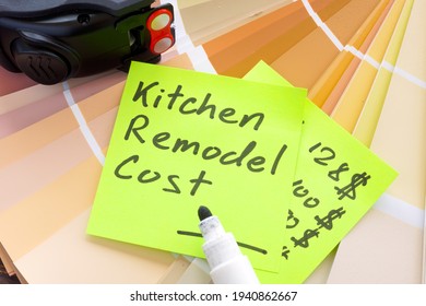 Kitchen Remodel Cost Sign With Calculations On The Piece Of Paper.