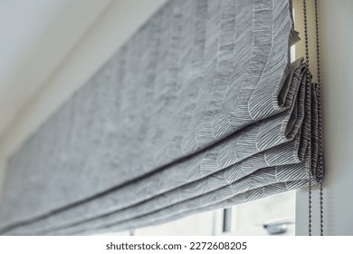Kitchen Roman blinds window close up detail interiors - Shutterstock ID 2272608205
