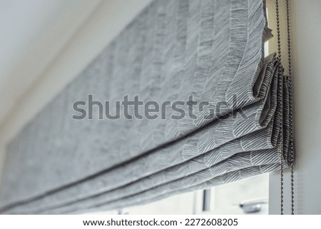 Kitchen Roman blinds window close up detail interiors Imagine de stoc © 