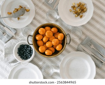 Kitchen scene with fruits and vegetables basic cooking