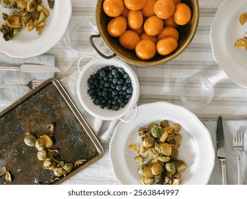 Kitchen scene with fruits and vegetables basic cooking