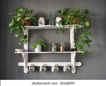 A Kitchen Shelf In Shabby Chic.