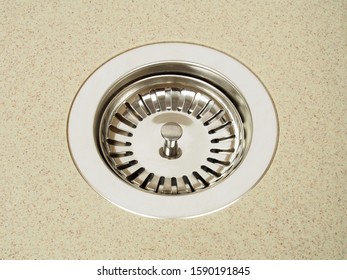 Kitchen Sink Drain With Strainer   Isolated On White Background