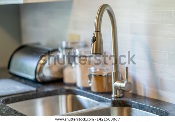 Kitchen Sink On Granite Countertops Stock Photo Edit Now 1421583869