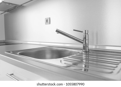 Kitchen Sink And Water Tap In The Kitchen.