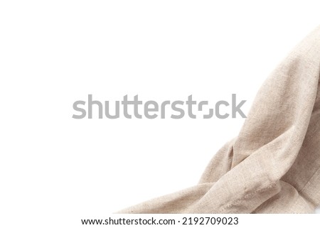 Kitchen table cloth. Cooking towel isolated on white background. Top view flat lay with copy space