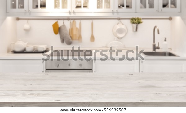 Kitchen Table Top Blur Background Cooking Stock Photo (Edit Now) 556939507