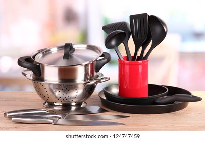 Kitchen Tools On Table In Kitchen