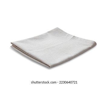 Kitchen towel isolated on white. Folded cloth.Food serving design element. Square napkin top view.