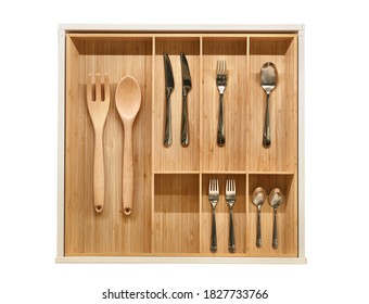 Kitchen utensil cutlery drawer organizer tray with simple set of tools, minimalist order